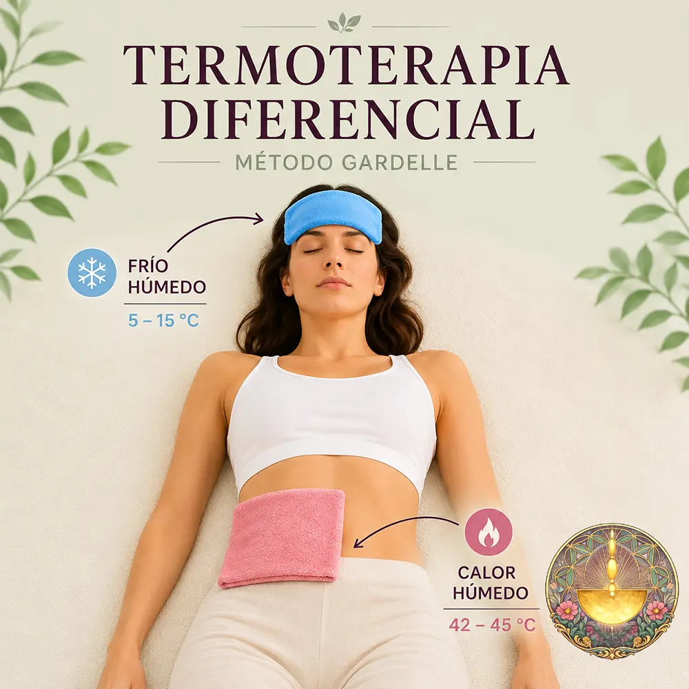 Una mujer tumbada donde le están aplicado una terapia llamada: termoterapia diferencial